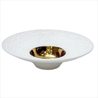 MOON_ - Teller - gourmet tief - 29 cm - rund - weiss - Spiegel gold glaenzend_side